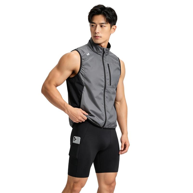 [HOTSUIT] 発汗ベスト サウナスーツ メンズ レディース ノースリーブ【発汗サポート・5倍発汗効率】 加圧 トレーニングウェア 防風 撥水 吸汗速乾 軽量 洗濯機対応 ジム ランニング (グレー, L)