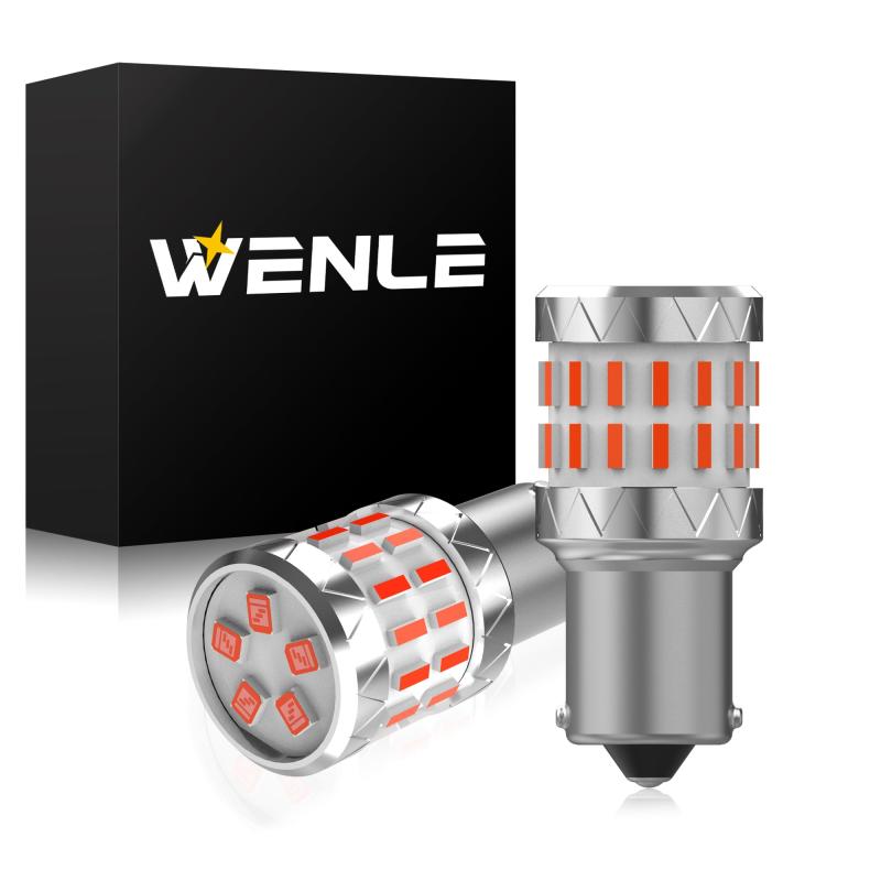 WENLE(ウエンレ) 新規 爆光 S25 シングル 180° led テールランプ ブレーキランプ ストップランプ レッド DC12V車用 2本入【 テールランプ/ブレーキランプ/ストップランプ最新型登場】コンパクトのサイズのデザイン、ソケットが S25 シングル 180°純正球と同じですので 多くの S25 シングル 180°サイズ箇所でご利用頂けます。 テールランプ/ブレーキランプ/ストップランプの交換に最適。純正球と同じようにそのまま差し込むだけで簡単に交換できます。ポン付けOKなので、交換作業時間や手間を大幅に短縮できます。【高輝度 &amp; 360°照射仕様】天部は超高発光効率2835LEDチップが5連を搭載、周りは4014 LEDチップが30連搭載、高輝度な800Kのレッド光、テールランプ/ブレーキランプ/ストップランプに使用したところ、眩し過ぎる位の明るさがあります。昼間の環境で十分確認出来る明るさと拡散性、またブレーキ時の明暗の差がはっきり是非おすすめしたい【放熱効果&amp;耐久性抜群】高熱伝導率の赤銅素材とアルミニウムを組み合わせて高効率の放熱デザインで放熱効果抜群の為、LEDバルブの性能を十分確保でき安定した発光が可能です。また、バルブやLEDチップから発生する熱を効率良く逃し、寿命を最大限伸ばすことができます。【高性能定電流回路内蔵】12V車専用になりますが、23Vまでのワイドレンジに対応する定電流回路を搭載しているため、ハイブリッド車・EV車にもご使用いただけます。極性確認不要で、純正球と同じようにそのまま差し込むだけで簡単に交換できます。ポン付けOKなので、交換作業時間や手間を大幅に短縮できます。（以下ご利用できません●バイク ●トラック全車種●24V車●交流 脈流の電源車両）【商品 スペック】 WENLE 製 LED バルブ 高品質LEDチップ搭載、スマート放熱システム搭載　／　型番： S25 シングル 180°／　色：レッド／　ワット数：20W(バルブ2本の値)　／　LEDチップ：高品質2835 LEDチップ+4014 LEDチップ　　／　セット数：2本入り　／　電圧：DC12V車対応 ／　動作環境：-40℃～+100℃　／　使用寿命：50000時間以上　／　防水等級：IP67　（以下ご利用できません●バイク ●トラック全車種●24V車●交流 脈流の電源車両）