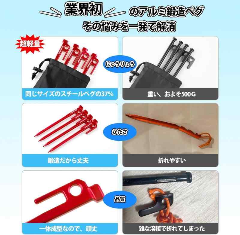 【業界初】AVOFOREST 鍛造ペグ アルミ製 ペグ キャンプペグ 20cm/30cm 4本/8本セット 一体成型 溶接なし テントペグ 超軽量 高強度 錆びにくい テント用 タープ用 アウトドア/キャンプ 用品 岩場 whitehalca-10297154 White market サンプル画像2