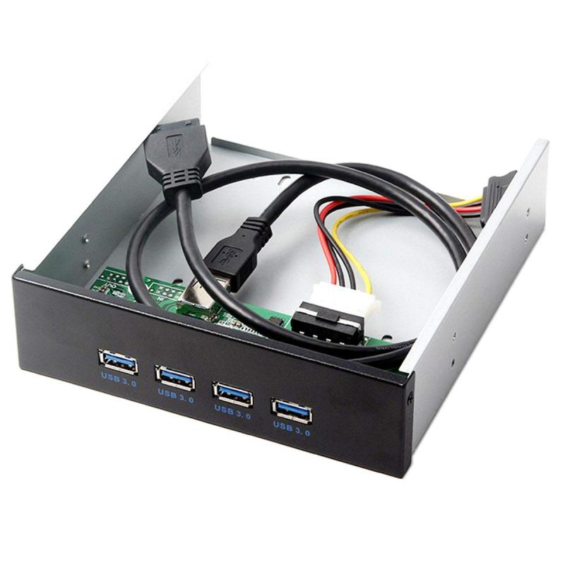 White marketのJSER 5.25CD-ROMベイ用のマザーボード20ピンコネクタケーブルへのUSB 3.0ハブ4ポートフロントパネル｜アングル2