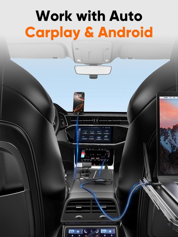 White marketのCableCreation USB C ケーブル 2-in-1, Cタイプ 6ft/1.8メートル・デュアル USB-C変換、 140W最大 PD充電 Type C スプリッター iPhone 16/15、MacBook、iPad、Carplay&amp｜アングル3