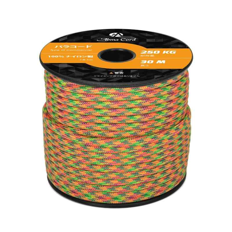 Abma Cord パラコード 4mm 7芯 耐荷重250kg 100%ナイロン 30M - スターバースト直径 - 約4mm長さ - 30m (100 feet)耐荷重 - 250kg (550 lbs)ロープ表地 - 32打ち内芯 - 7芯Type III、100%ナイロン軽量 &amp; 丈夫UV &amp; ふしょく 耐性