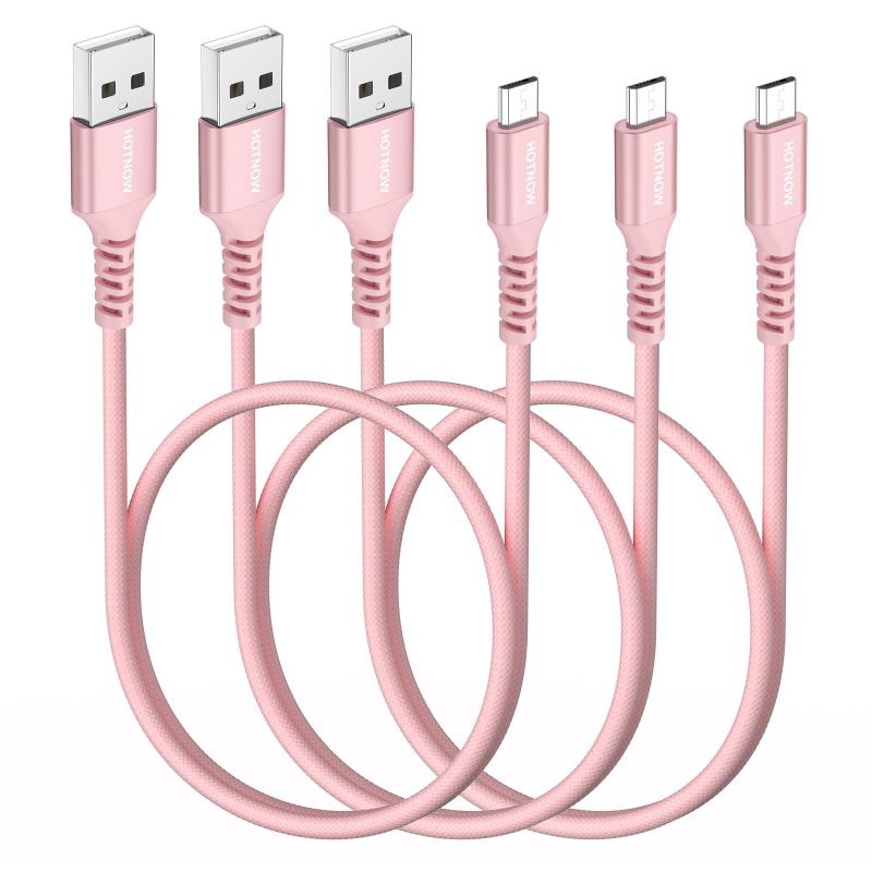 HOTNOW Micro USB ケーブル 50cm 3本,短い0.5mのマイクロUSBケーブルUSB 2.0アンドロイド5 V 3 Aナイロン編み急速充電コード互換性Galaxy S7 S6 S7 Edge S5,Note 5,PS4,電源銀行およびよ