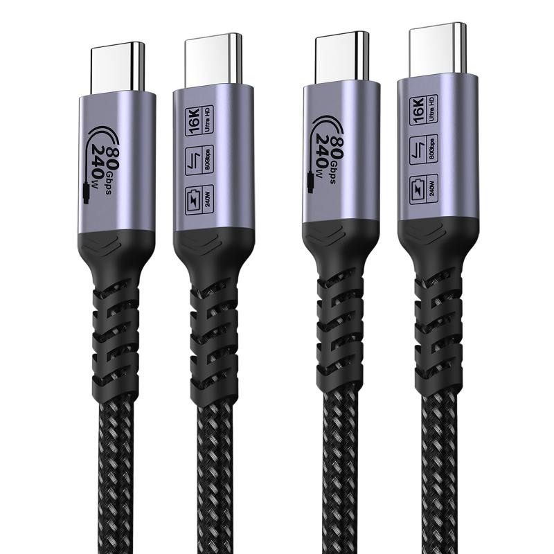 USB CからUSB Cケーブル80 Gbps 1m 2本、SUMPK 240 W USB 4ケーブル、第4世代データ、Thunderbolt 5対応16 K HDRビデオモニタ、iPhone 16 Pro Max、iPhone 15/15 Plus、MacBook、iPad、eGPU