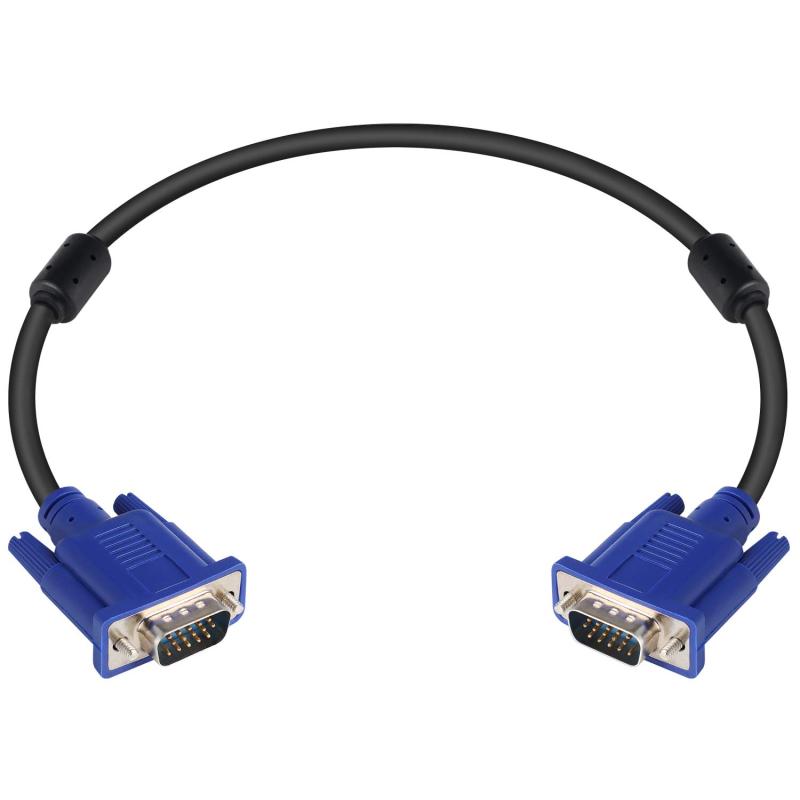 Pasow ディスプレイケーブル VGAケーブル 0.5m D-sub15ピン オス-オス 細い 金メッキコネクタ コア付 テレビコンピューター、プロジェクター等に適用 0.5m15ピンのオス入出力を備えた、ねじ込み式VGAケーブルです。サポートする解像度：800x600 (SVGA), 1024x768 (XGA), 1600x1200 (UXGA), 1920x1080P。LCD、LEDモニターの解像度モードに対しても画像劣化が極めて少ない高品質なケーブルです。VGAコードは成形ストレインリリーフコネクターを備え、耐久性に優れます。 グリップトレッドが装備され、抜き差しの面倒は一切なしです。指締めネジのセキュリティで保護し、安全な接続が確保できますVGA-搭載のコンピューターを15ピンVGAポートを備えるあらゆるディスプレイに接続します。ケーブルの長さ：0.5m/1.5フィート。ジャケットの材質：PVC