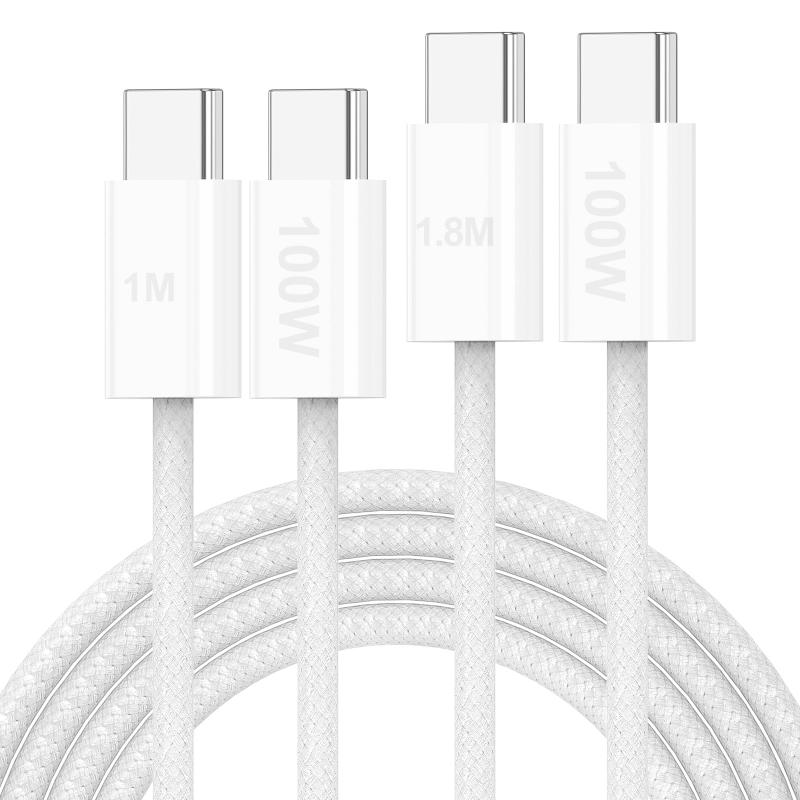 iphone 15 充電ケーブル 1.8m＋1m タイプc 100w/5A 急速充電 ケーブル PD/QC3.0対応 type-c to c 充電コード高速充電 たいぷしー 2本セット高速データ転送 高耐久 断線防止Android/MacBook Pro/Matebook/iPhone 16/16 P【安全保護】過電流/過熱/短絡保護およびE-markerスマートチップを搭載し多層シールドも内蔵しており、安全で安定した電源を提供します。高速充電とデータ転送に最適な選択で、自宅やオフィスで高速充電を楽しめます。【android&amp; iphone15 充電ケーブル】iPhone 充電ケーブル上質で触り心地の良い素材を使用し、さらに人間工学に基づいた製品デザインを施すことで，品質、快適性、信頼性の完璧なバランスを実現。これまで以上の使いやすさを持つケーブルになりました。【安全重視のこだわり設計】：高品質な銅線を採用してケーブル内部の電気抵抗が低く、充電時間を短縮してくれます。5Aの高出力を流せしかも過充電と発熱などを防ぎ、安定性の高い急速充電と大切な機器の損傷防止を実現します。【高速データ転送】：Type C to Cの最大転送速度は480Mbpsです。iPhone To タイプ-C 充電ケーブルは PD(Power-Delivery)をサポートし、通常のUSBケーブル充電よりも高速な最大5A/ 100Wの超高速充電に対応します。幅広い互換性：本 USB-C &amp; USB-C ケーブルは、スマホ、タブレット、ノートPC、ゲーム機及びその他のUSB-C機器に充電とデータ転送を対応します。for Phone17 /Air / 17 Pro / 17 Pro Max/16 /16 Plus / 16 Pro / 16 Pro Max/ 15 /15 Plus / 15 Pro /15 Pro Max、 for Galaxy S25 ultra/S24/S23/S22/S21、for Pad Pro 2020/2022/2023/2025, Pad Air 5/4, Pad mini 6/7、for Mcbook Air、for McBook Pro、など様々なUSB type cデバイスに対応できます。