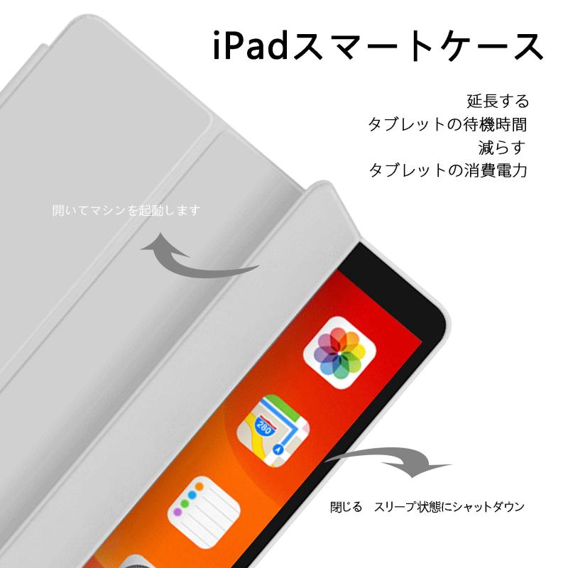 White marketのKenKe 新型 iPad 9.7 インチ 2017/2018 ケース 超軽量 柔らかいシリコン PU材質カバー 3段階折り畳み可 スタンド マグネット付き 自動スリープ機能 A1822 A1823 A1893 A1954 iPad 第5世代/ 第6世代｜アングル3