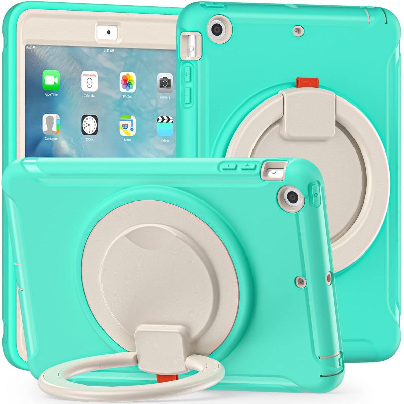 iPad 用 ケース,iPad Mini 用 第3世代 第2世代 第1世代 ケース,リング付き 衝撃吸収 軽い 頑丈 360°回転スタンド 多方向 ハンドル付 ミニ3 ミニ2 カバー 落下防止 キズ防止 キッズ Mini 3/2/1 カバー,ミ