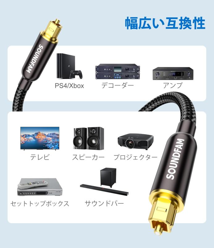 光デジタルケーブル SOUNDFAM Toslink光ケーブル 光デジタル オーディオケーブル[2...