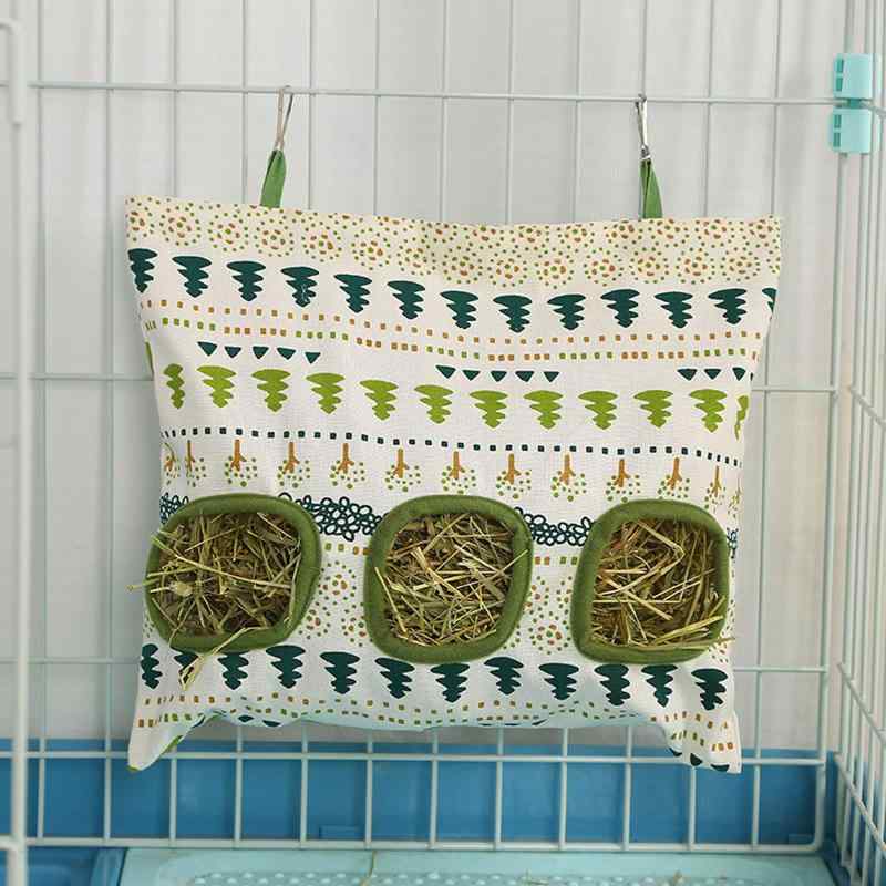 Ifukens チモシー入れ うさぎ 牧草入れ 餌入れ ケージ用えさ入れ 牧草フィーダー 吊り下げ式バッグ大容量 散らからない デグー チンチラ モルモット チモシー 干し草袋 小動物用食器 ペット