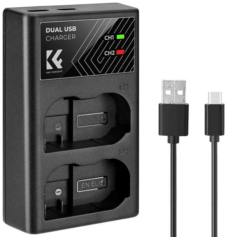 K&amp;F CONCEPT EN-EL15c EN-EL15a EN-EL15b EN-EL15 バッテリー 充電器 カメラバッテリー用 チャージャー Type-C USB カメラ電池充電器 Nikon対応 ZR ZF Z8 D7000 D7100