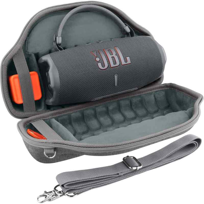 （ケースのみ）JBL Charge 6 Bluetoothスピーカー ポータブルスピーカー用収納ケース，グレー‐co2CREA【ぴったりフィット】ケースは、JBL Charge 6 Bluetoothスピーカーのために特別設計されており、JBL Charge 6 Bluetoothスピーカーとアクセサリなどをまとめて収納できます。【外層は表面防水】外側の層はEVA素材を採用してハードナイロン製で、硬く、耐衝撃性、傷防止に優れています。 表面防水と防塵性にも優れています。JBL Charge 6 Bluetoothスピーカーをしっかりと保護できます。【柔らかな裏地】内層の裏地は柔らかいベルベッド素材を使用して、繊細で肌触りが良く、JBL Charge 6 Bluetoothスピーカーをスクラッチから守り、ご心配なくJBL Charge 6 Bluetoothスピーカーを良く収納できます。使用に耐えることができます。【持ち運び便利】ケースには、JBL Charge 6 Bluetoothスピーカーを持ち運びに便利のために、開閉容易なファスナーと取り外し可能な肩ストラップ付きを設計されており、いつでもどこに行っても、例えば外出や旅行の時にJBL Charge 6 Bluetoothスピーカーをコンパクトで携帯しやすいです。【間仕切り】うちの間仕切りは、JBL Charge 6 Bluetoothスピーカーの付属品などをちゃんと収納できます。そして固定用ゴムも二つあります。ご注意：本製品にはスピーカー本体は同梱されておりません。（JBL Charge 6 Bluetoothスピーカーやアクセサリなどを含まれていません）