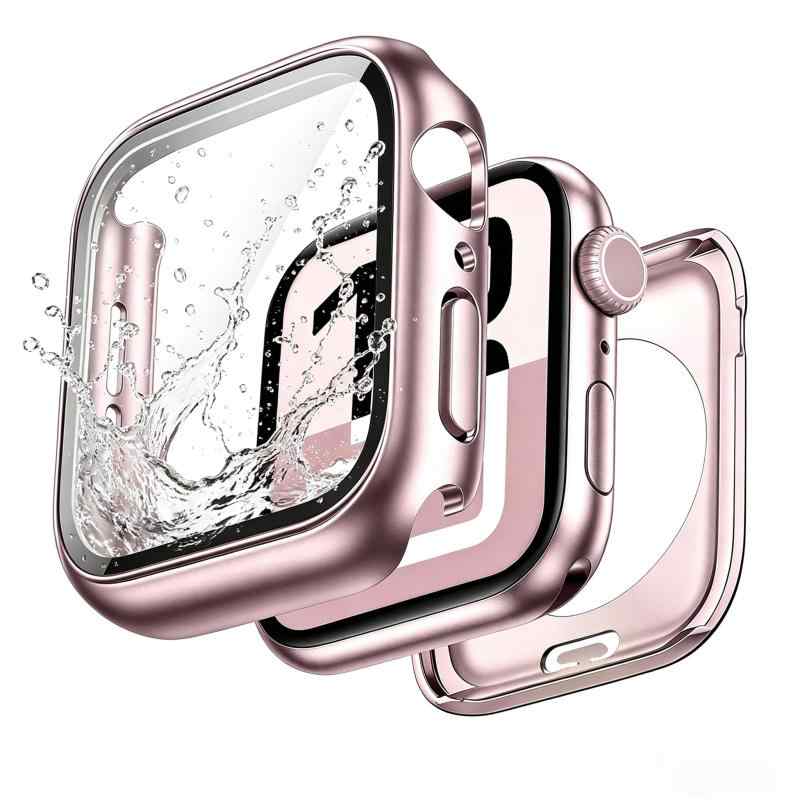 POLINK アップルウォッチ カバー 防水 対応 Apple Watch カバー Series 11 10 対応 46mm ケース 2 in 1 前後の保護 PC+ガラス素材 超薄型 高耐久 高透過率 装着簡単 耐衝撃 指紋防止 全