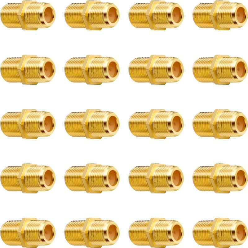 Pasow アンテナ中継プラグ RG6F コネクタ Fタイプ 同軸ケーブル用 中継アダプタ F型 (10)RG6同軸ケーブルの長さを延長するRG6コネクタ (RG6/Uケーブル、RG-6ケーブルとも呼ばれます)金メッキコネクタは、導電性の向上と腐食の低減に役立ち、衛星システム (DirectTVやDish Networkを含む)、ケーブルテレビ、インターネット (Comcast、同軸、チャーターを含む)、およびオフエアアンテナシステムに対応しています。取り付けと分解が簡単で、ねじ込み式で次の用途に最適です。最大3GHzのダイレクトTVおよびディッシュネットワークF-81バレルコネクタは、接続を拡張するために屋内と屋外の両方のアプリケーションで広く使用されていますケーブルボックス、テレビ、衛星放送受信機、Vデッキ、ケーブルモデム、オフエアアンテナ、その他のデジタルオーディオ/ビデオコンポーネントの合計サイズ:2.1 x 1.2cm/0.8インチ x 0.5インチ (L x D)
