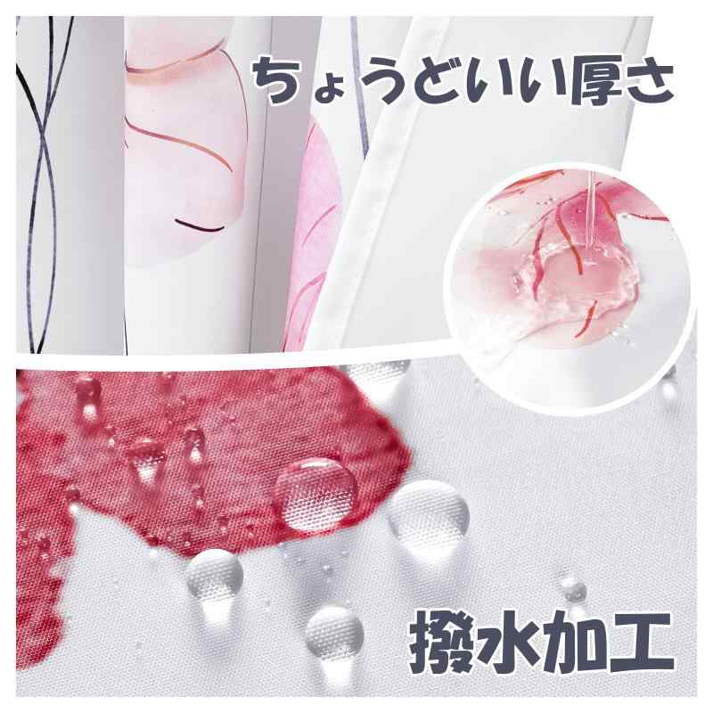 White marketのAooHome お風呂小窓カーテン 浴室窓カーテン 60cm丈 防水防カビ 防水防カビ 目隠し 断熱 シャワーカーテン 速乾 間仕切り 高密度生地 ユニットバス 浴室 花柄 リング付き 取付簡単 おしゃれ｜アングル3