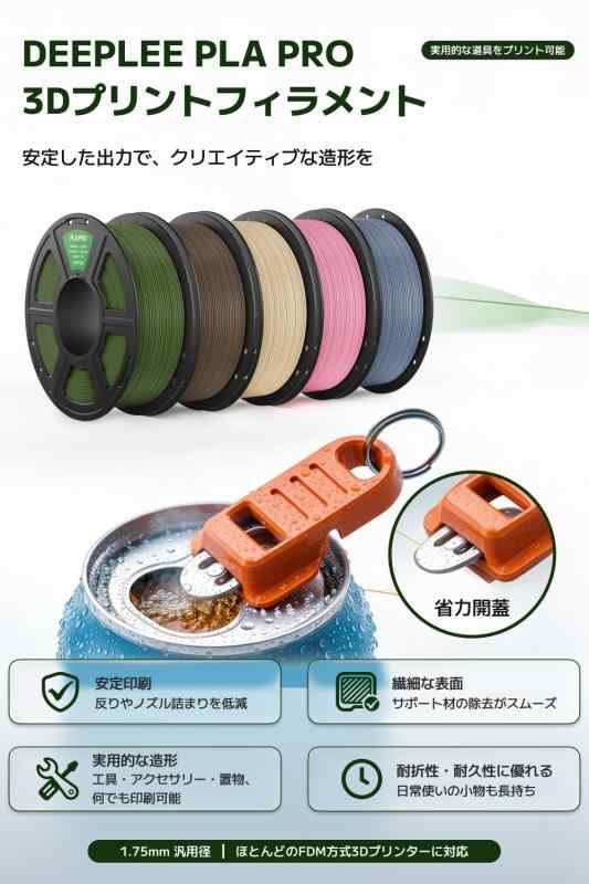 DEEPLEE PLA PRO 1.75mm 高強度・高靭性・±0.02mm PLAフィラメント 2KG グレー×2 whitehalca-10301459 White market サンプル画像2
