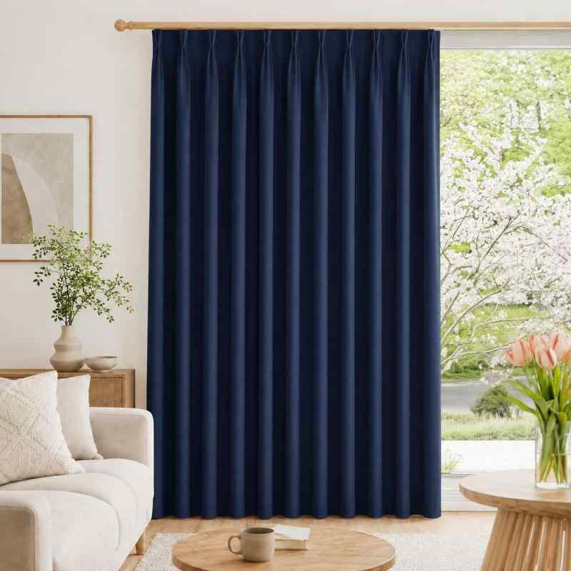 Deconovo カーテン 1級遮光 遮光率99.99% 1枚入 幅広 間仕切り ネイビー 幅150cm×丈178cm whitehalca-10314841 White market パッケージ画像