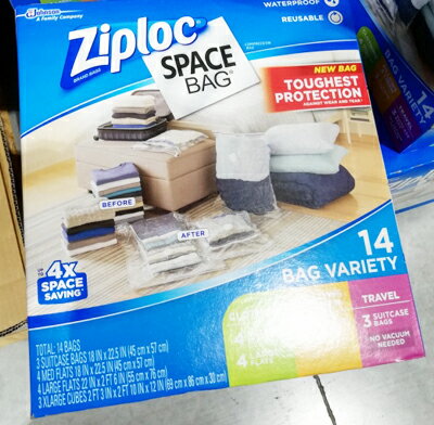 5の倍数日は楽天カードエントリーで5倍/★即納★【COSTCO】コストコ通販【ZIPLOC】ジップロック 衣類・布団用圧縮袋　14枚セット