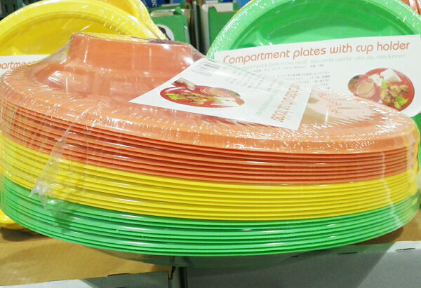 5の倍数日は楽天カードエントリーで5倍/★即納★【COSTCO】コストコ カップホルダー付きプレート 24枚セット(3色×8枚入り)通販格安セール情報 楽天 通販