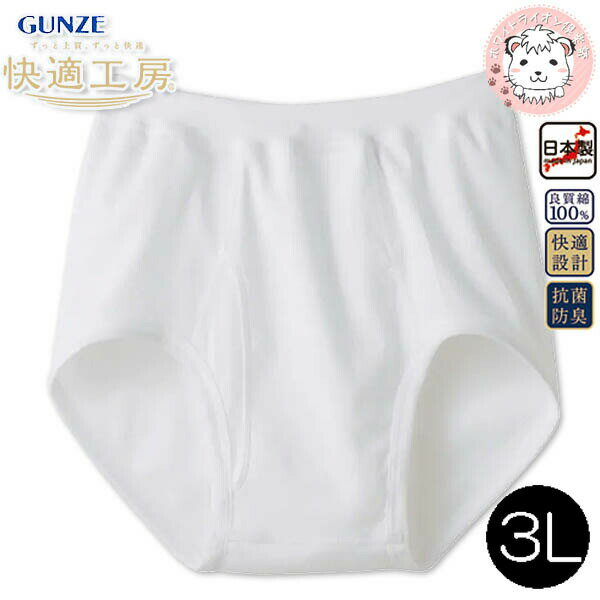 グンゼ 快適工房 スパンブリーフ 抗菌防臭 綿100% 前あき 3L | ゆったり設計 やわらか 大きめ ビックサ..