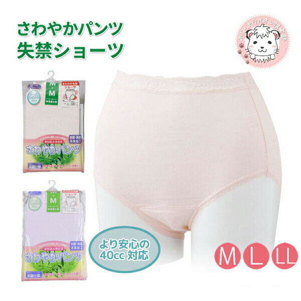 失禁ショーツ 40cc対応 抗菌防臭 綿100％ M/L/LL | 軽失禁対応 介護 通院 レディース 綿 吸水ショーツ ..