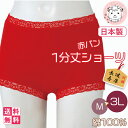 赤パンツ 赤いパンツ 1分丈ショーツ 10枚セット 日本製 赤下着 ショーツ 深め レース 綿100% レディース 赤ショーツ M/L/LL/3L