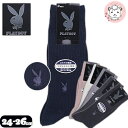 靴下 ビジネスソックス プレイボーイ PLAYBOY クルー丈ソックス メンズ くつした くつ下 24-26cm ワンポイント刺繍 リブ 抗菌防臭加工