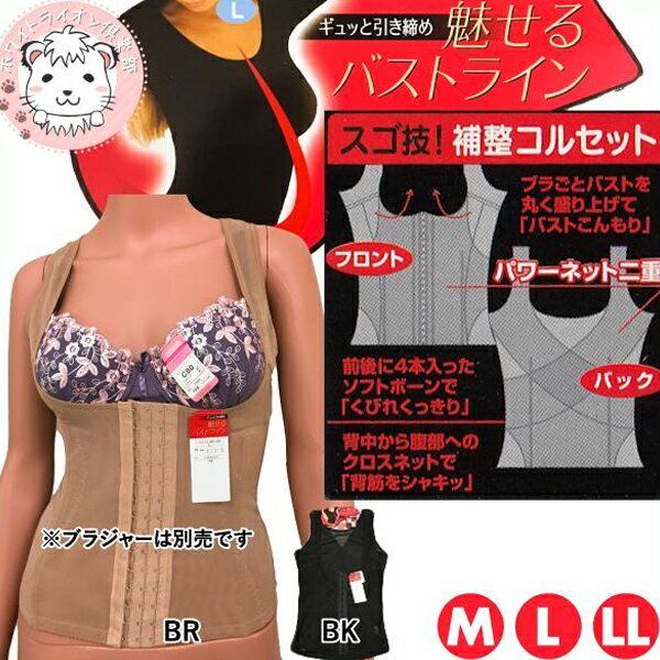 【メール便送料無料】バストアップインナー 3枚セット 1-6850 パワーネット 補整インナー ボディシェイパー M L LL 婦人 女性 レディース 肌着 下...