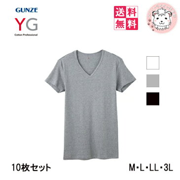 【送料無料】グンゼ YG ワイジー コットン100％ 半袖 VネックTシャツ 10枚セット M L LL 3L