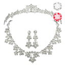 ティアラ & ネックレス & イヤリング or ピアス 3点 セット ウエディング ウェディング ブライダル アクセサリー 小物 結婚式 挙式 披露宴 花嫁 新婦 二次会 お呼ばれ 発表会 演奏会 ステージ イブニング レディース ウェディングドレス 3点 即日【あす楽】【メール便OK】