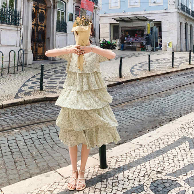 レディース ワンピース ティアードスカート ミモレ丈 膝丈 フレア トップス カジュアル 大人可愛い フェミニン おしゃれ お出かけ デイリー 普段着 街コーデ デート ブラウン ベージュ S M L XL サイズ