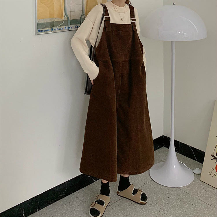 レディース ジャンパースカート サロペット スカート オールインワン カジュアル 大人可愛い 学生 ママコーデ デート 可愛い おしゃれ お出かけ 秋冬 デイリー ブラウン ブラック フリーサイズ