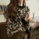 レディース トップス ニット クルーネック ヒョウ柄 レオパード アニマル柄 プルオーバー 長袖 リブ袖 カジュアル ゆったり 大人可愛い クール 学生 おしゃれ お出かけ デイリー 普段着 デート 秋冬 オータム感 ブラック フリーサイズ