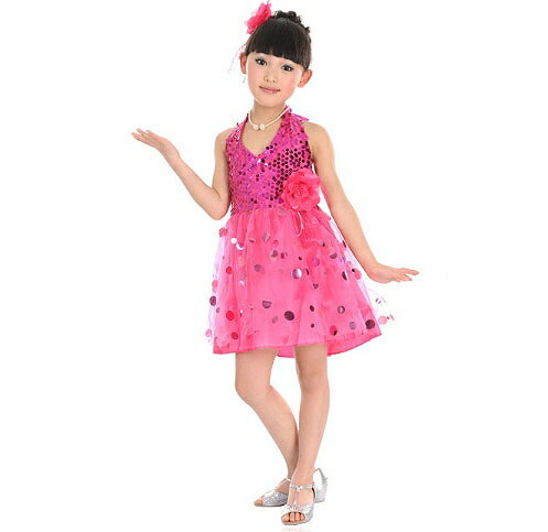キッズ ジュニア 子供服 競技ドレス ワンピース 無地 スパンコール チュチュ 膝上丈 ノースリーブ ダンス 発表会 バレエ タンゴ ラテンダンス ステージ フィギュアスケート イエロー グリーン レッド ピンク ブルーのサムネイル