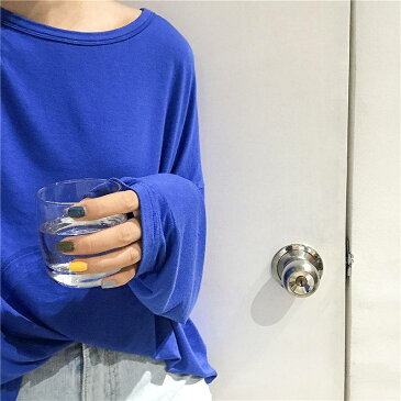 レディース トップス Tシャツ 長袖 無地 カットソー 綿 シンプル 袖長い ゆったり おしゃれ カジュアル 大人可愛い フェミニン デート お出かけ 普段着 ブラック ホワイト イエロー オレンジ ピンク ブルー パープル グリーン 送料無料