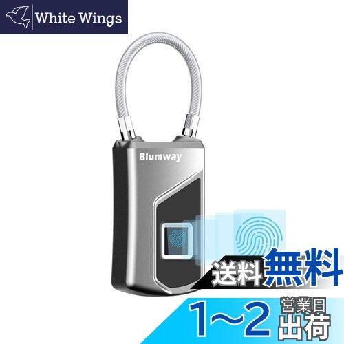 Blumway スマート指紋認証南京錠 タッチロック ステンレス合金製 USB充電式 複数人共有 指紋10種類登録可能 国際防水/防霧/防塵仕様 盗難防止、ハウスドア、スーツケース、バックパック、ジム、自転車、オフィス必需品 (シルバー)