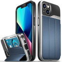 Vena vCommute Apple iPhone 13 (6.1"インチ) 専用 ケース 手帳型 (米軍MIL規格取得 | 耐衝撃 落下 衝撃 吸収) 高級PU レザーカードホルダー付き 収納 2枚 折り畳み式キックスタンド機能 手帳型 携帯カバー 財布型 - 青