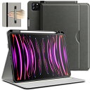 JETech iPad Pro 11 インチ 4/3/2(2022/2021/2020モデル)用 ケース PUレザー フォリオ保護カバー ハンドストラップ付き Pencilホルダー&ポケット マルチプルの視聴角度 (スペースグレイ)(2)