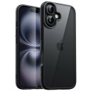 JETech iPhone 16 Plus 6.7インチ用 ケース 耐衝撃スマホバンパーカバー ソリッドカラー マットTPUフレーム 傷つけ防止 クリアバック (ブラック)