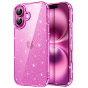 JETech iPhone 16 6.1インチ用 きらきら ケース ブリンブリン 衝撃吸収 バンパーカバー かわいい キラキラ 女性用 女子向け (ピンク)