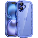 JETech iPhone 16 Plus 6.7インチ用 ウェーブ ケース かわいい 波状フレーム うねうね 耐衝撃 スマホカバー 女性用 女子向け クリア ハードPCバック (ウルトラマリン)