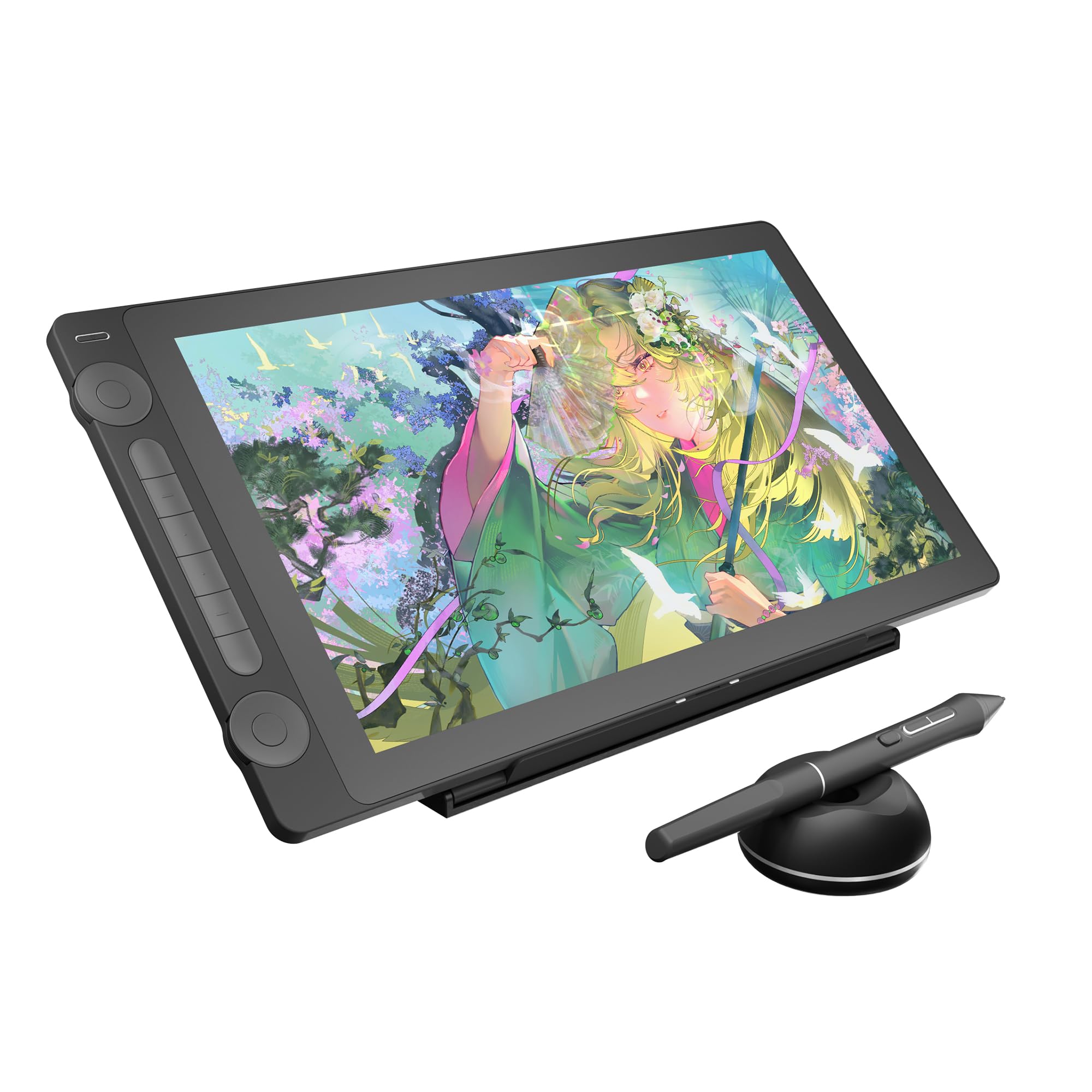 HUION 液タブ 液晶タブレット Kamvas 16（Gen 3） 15.8型 Pentech 4.0テクノロジーへのアップグレードのペンPW600L 16384レベルの筆圧検知に対応 Delta E1.5の色精度 色空間設定可能 ダブルダイヤル搭載 スタンド付き ブラック