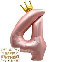 Vthoviwa 100CM バルーンアルミ4 ヘリウムクラウン風船数字バルーン4ピンク 0123456789 誕生日 カーニバル 飾り付け記念日パーティー装飾ピンク4 男女兼用 大きい しじヘリウム