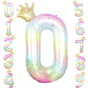 mefeny 誕生日バルーン 風船 バルーン 誕生日 数字 王冠付き 接着剤付き バスディーバルーン 40インチ 大きい レインボー アルミ ストロー付き 装飾 結婚式 記念日 卒業 パーティー