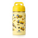 SANTECO 水筒 子供 380ML ストロー付き 真空断熱 ステンレス 水筒 持ち手付き 保冷 保温 かわいい キッズ こども 車両(3)