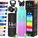Ariesking 水筒 保温保冷 1000ml 大容量 ステンレスボトル スポーツボトル 真空断熱 & BPAフリー 2種類の蓋・カバー・ハンドル付き おしゃ...