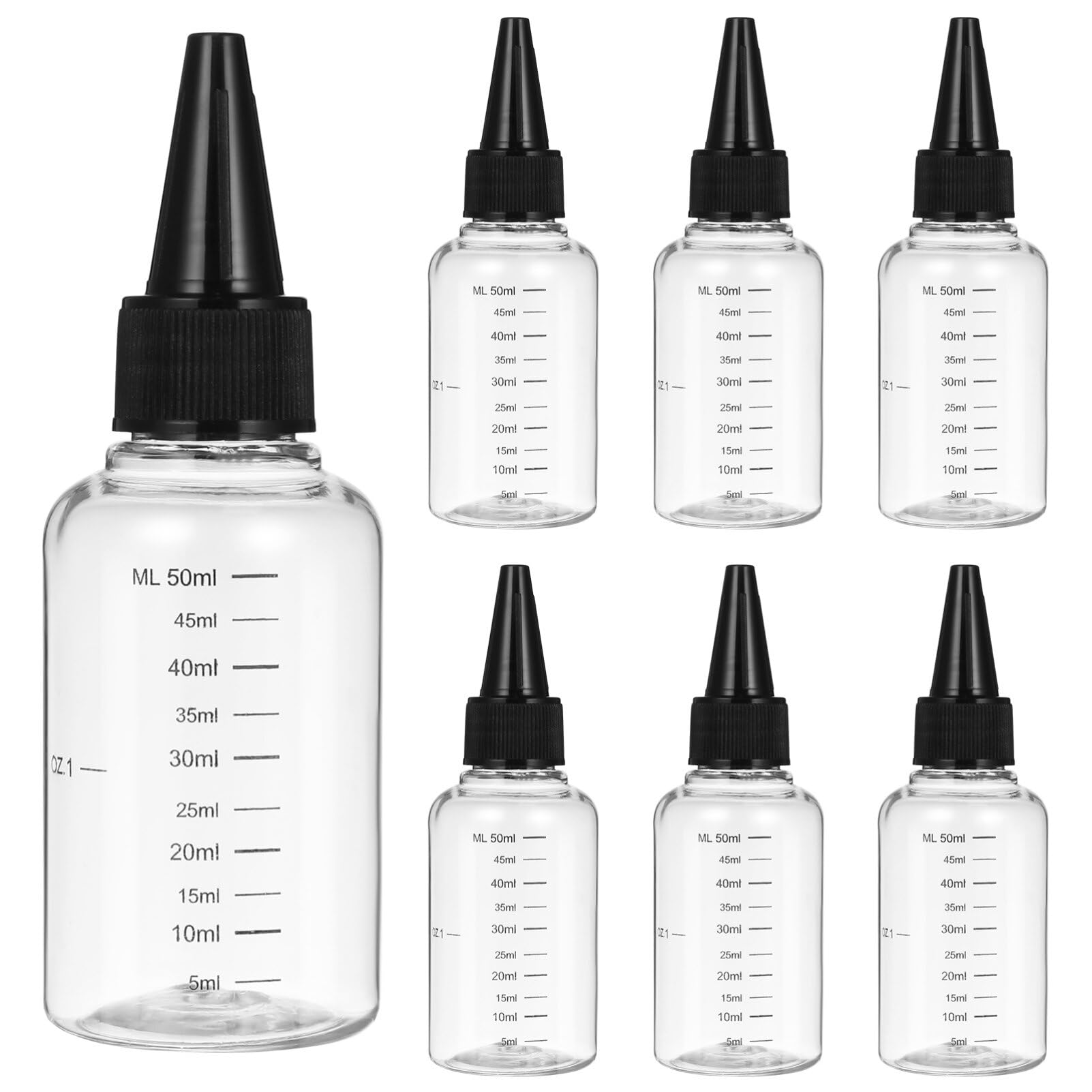 ULTECHNOVO ドロッパーボトル 目盛り付き 10個セット プラスチックボトルド 50ml 透明度高 液体容器 滴瓶 塗料 小分けボトル 塗料液体容器 希釈/実験/手芸/アート 多用途 蓋の色はランダム
