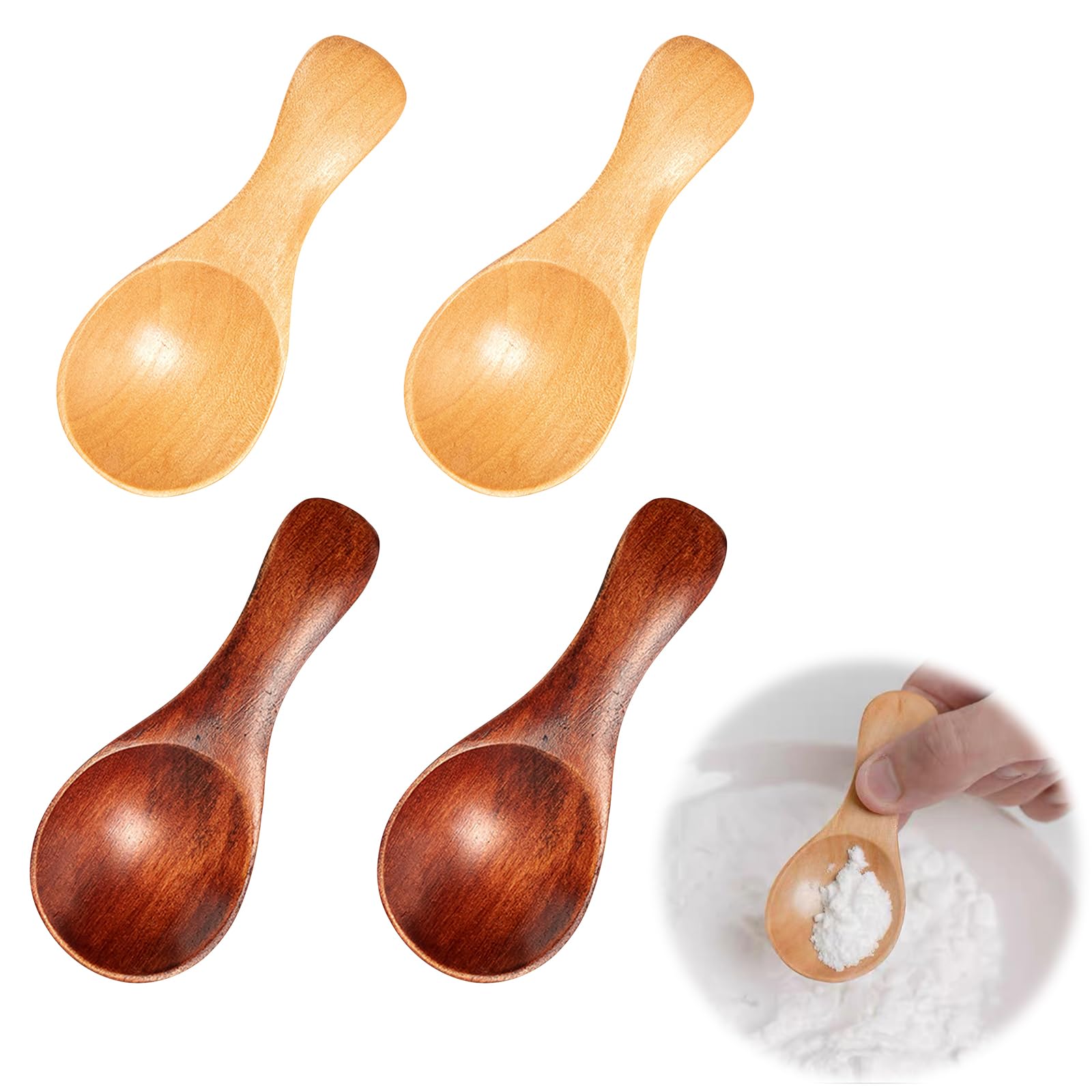 【送料無料】Liroyal 小さな木スプーン【4個セット】ミニ木製スプーン 小さな木製の塩スプーン調味料スプーン 手作り蜂蜜小さじ おしゃれ 木のスプーン 多機...