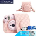 HIYQIN 「立体テクスチャーシリーズ」チェキ mini12 ケース、instax mini 12ケース Fujifilm チェキ12カバー チェキ mini 12カメラケース ショルダーストラップ付き PUレザー - グリッド(ピンク)(2)