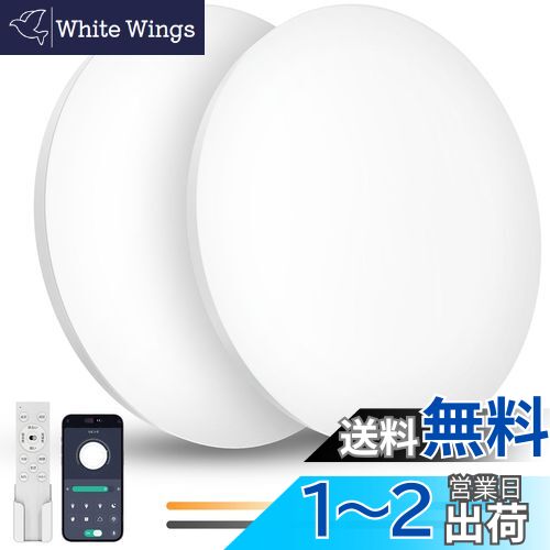 【送料無料】Coizabera LED シーリングライト 6畳 28W 3600lm 2個セット 調光調色 リモコン操作 スマホAPP操作 天井照明器具 電気 蛍光灯 洋室 和室 リビング/キッチン/寝室/洗面所 適用 白枠2個セット